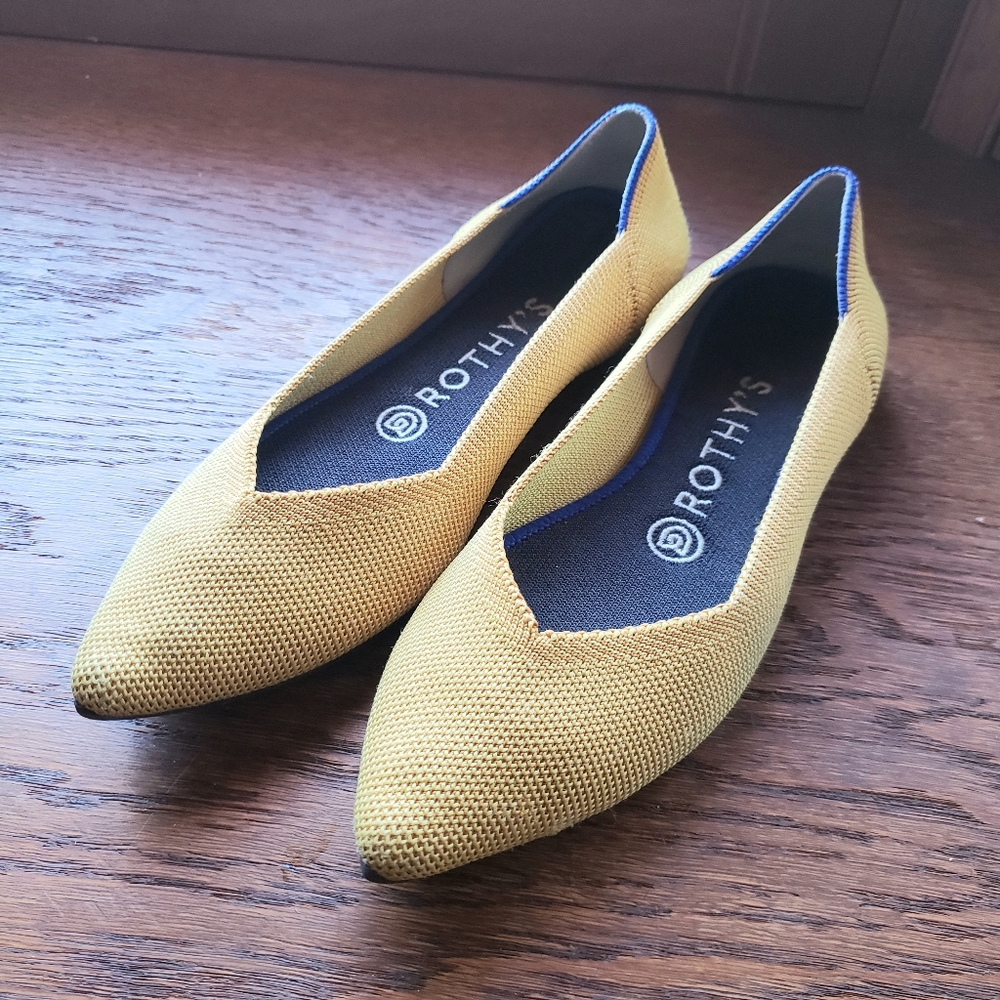 Rothy's yellow pointed toe flats